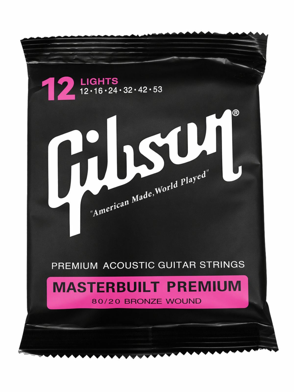 Струны для акустической гитары Gibson SAG-BRS12 80/20 Bronze Wound Masterbuilt Premium Light 12-53 (SAG-BRS12)