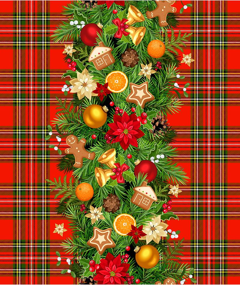 Скатертина-доріжка новорічна Різдвяна 120x48 см (С1024)