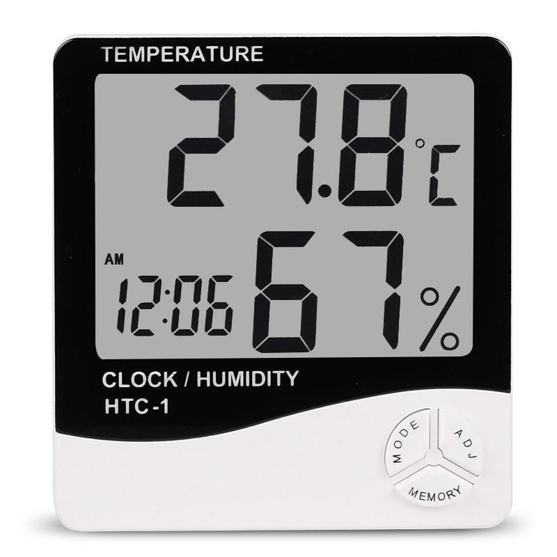 Термогигрометр Generic HTC-1 10х10х1,5 см Белый/Черный (МХ-12177)