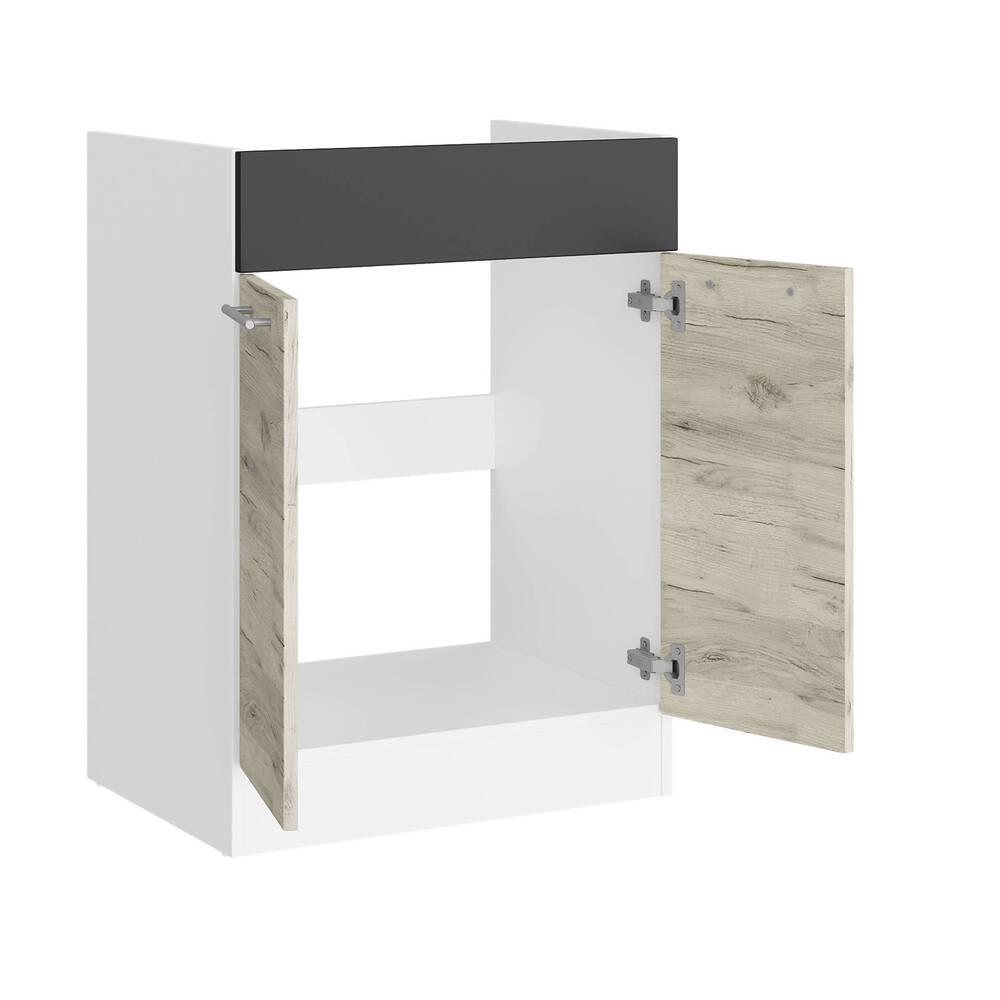 Модуль кухонный под мойку Еверест Эко 600 60х46х82 см Дуб крафт белый/Графит/Белый (DTM-071022) - фото 2 Модуль кухонный под мойку Еверест Эко 600 60х46х82 см Дуб крафт белый/Графит/Белый (DTM-071022) - фото 2