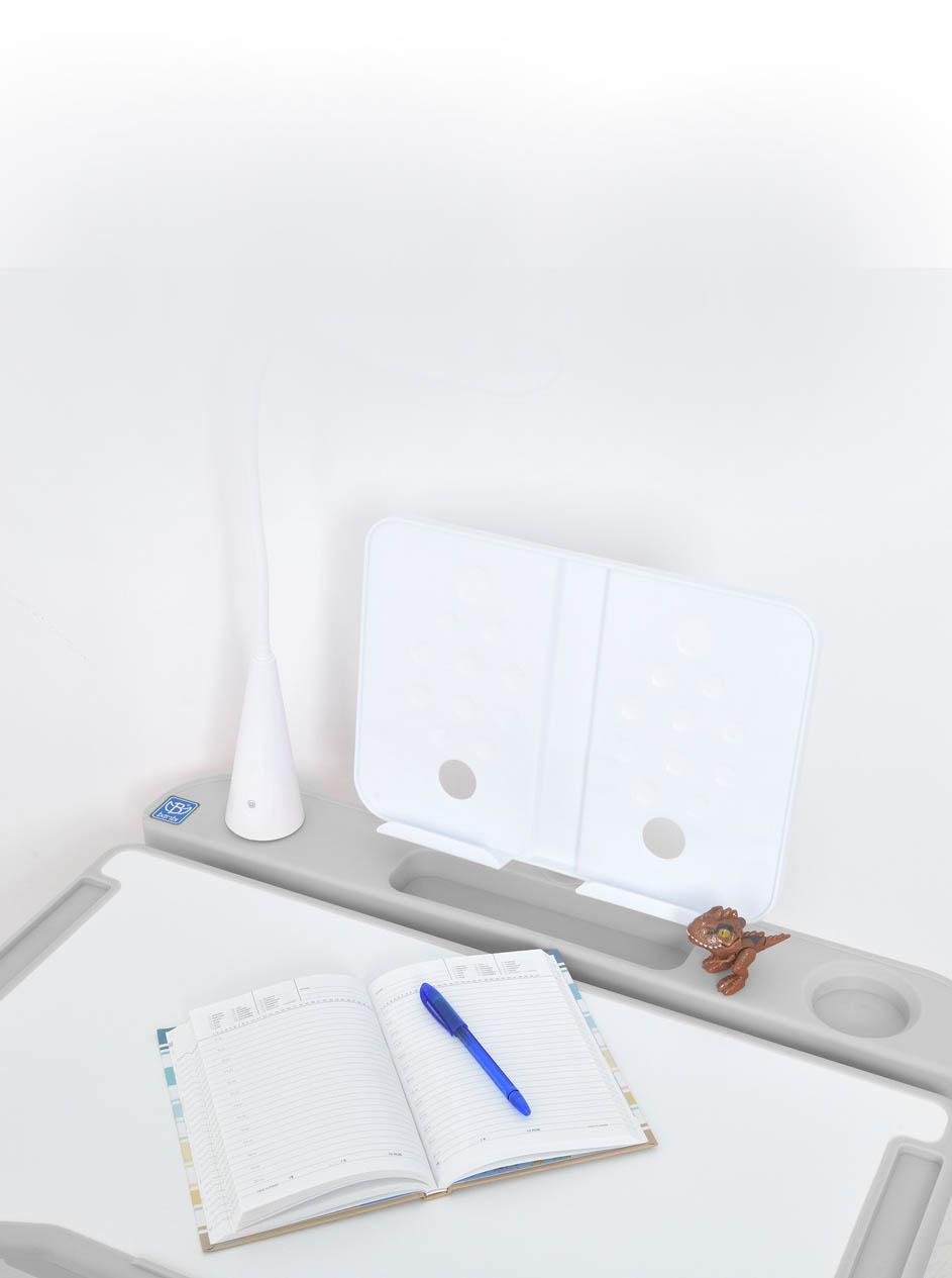 Дитяча парта одномісна зі стільчиком Bambi регульована з лампою та підставкою для книг M Біло-сірий (5068-11) - фото 6