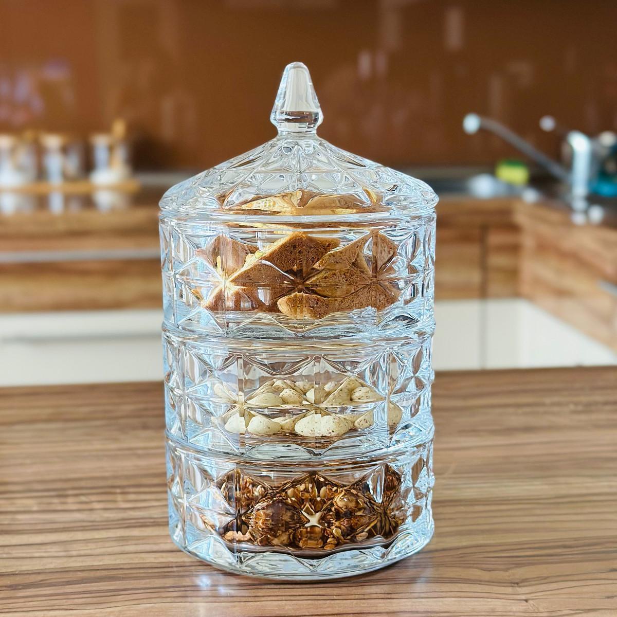 Цукерниця Delisoga 3 яруси 13х26 см Прозорий (3926) - фото 2 Цукерниця Delisoga 3 яруси 13х26 см Прозорий (3926) - фото 2