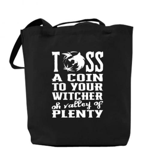 Шоппер Toss a coin to your witcher oh valley of plenty 37x41 см Черный (4368473-2-108699)