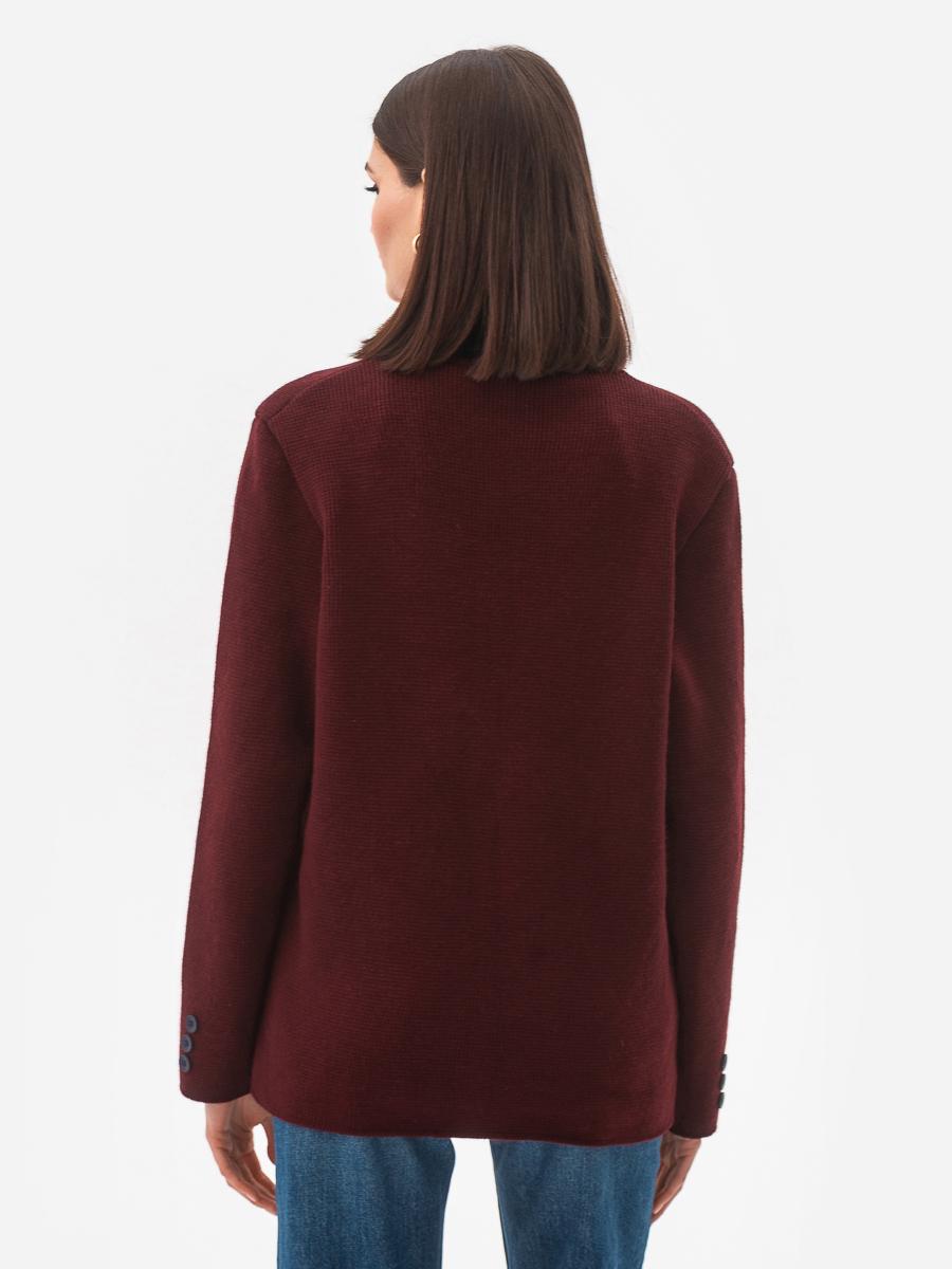 Пиджак вязанный женский oversize SVTR р. 42-50 Бордовый (593) - фото 7