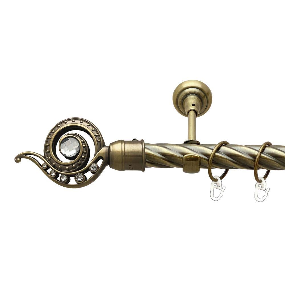 Карниз металлический Orvit Дракона однорядный открытый/скрученная труба/кольцо металлическое Антик 25 мм 240 см (00-00017721)