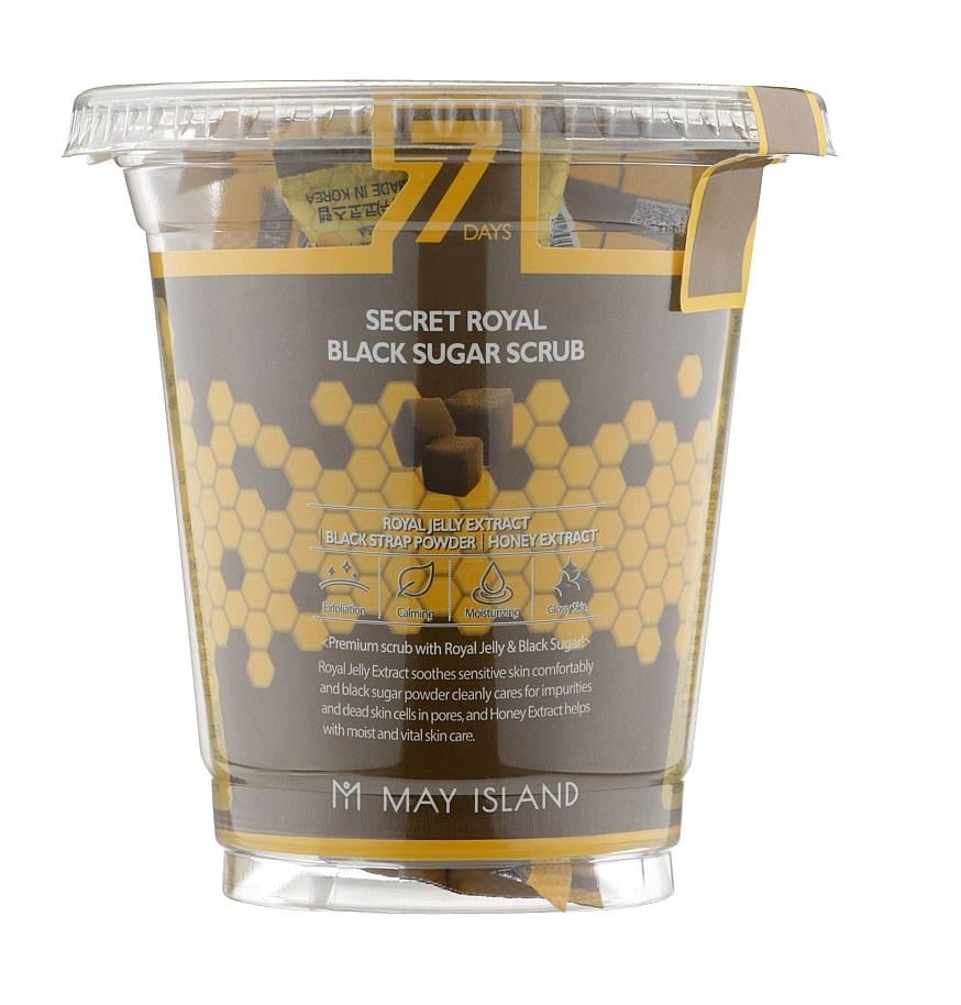 Набір цукрових скрабів для шкіри обличчя 7 Days Secret Royal Black Sugar Scrub May Island 3х12 (8809515401249)