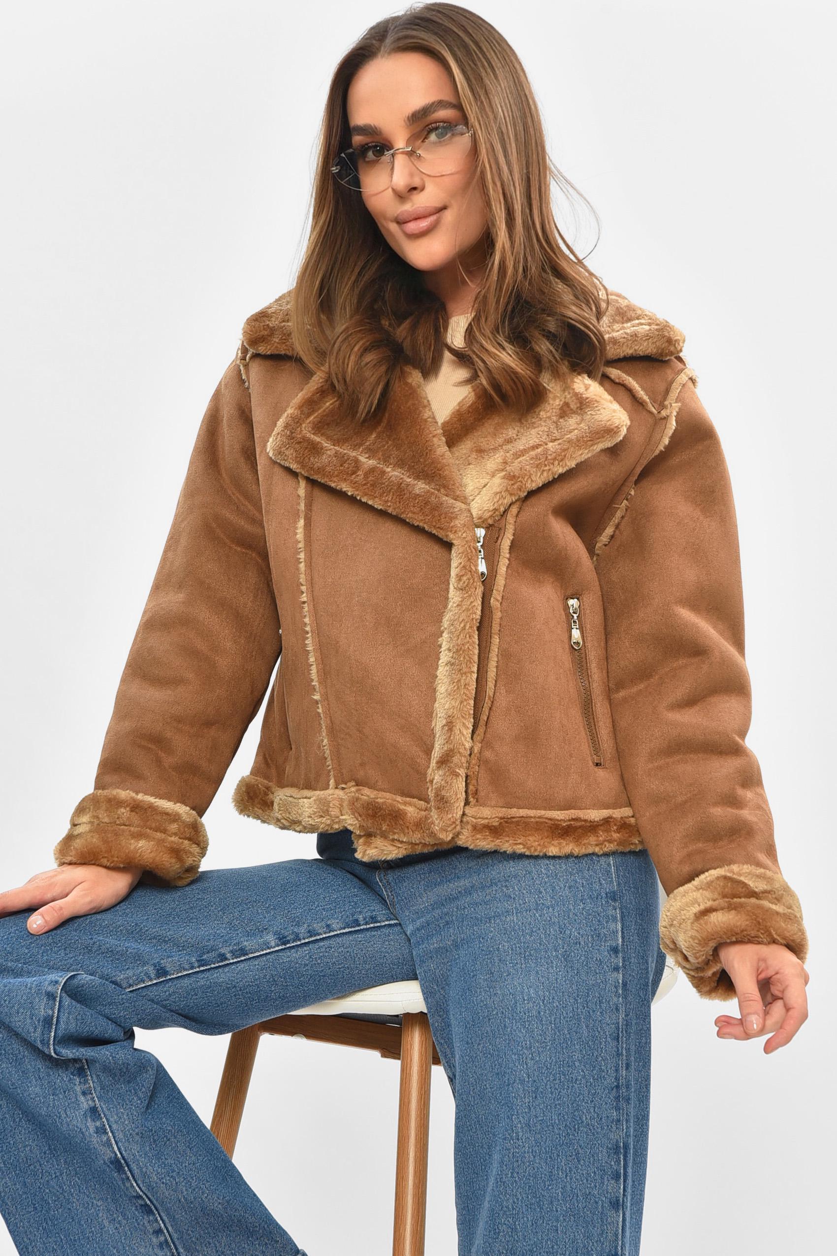 Дублянка жіноча на штучному хутрі L Коричневий (205647)