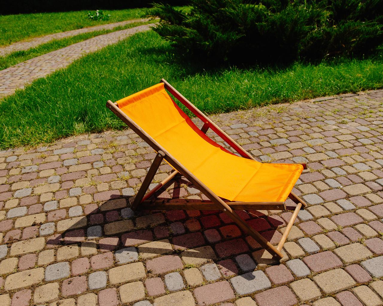 Шезлонг для дачи тканевый XRmaster Коричневый/Оранжевый (КШ-013/2) - фото 4