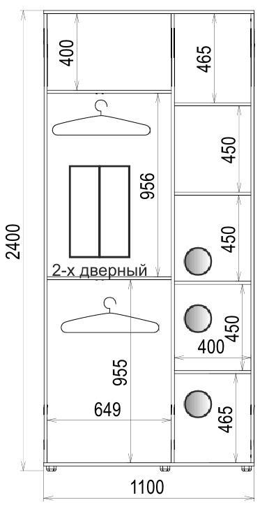 Корпус шафи-купе Luxe CLS-4 1100x2400x450 мм Вільха темна (24236) - фото 3