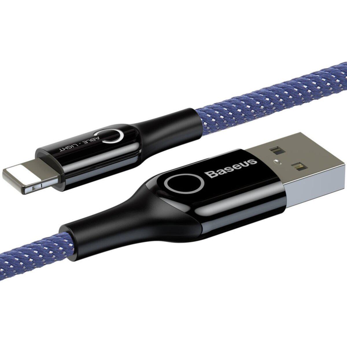 Кабель Baseus C-shaped Light Intelligent power-off Cable 2,4A 1 м Blue - фото 2