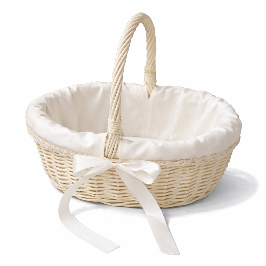 Корзина с чехлом для пасхи из лозы 34×29×14 см Белый (10035)