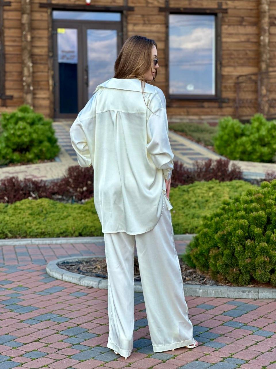 Женский костюм из шелка Армани рубашка и штаны Шампань (2571689661) - фото 6 Женский костюм из шелка Армани рубашка и штаны Шампань (2571689661) - фото 6