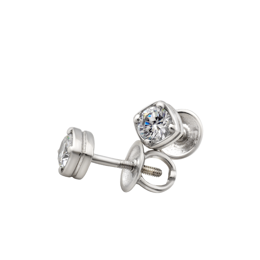 Серьги серебряные с узором и блестящими фианитами