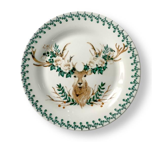 Тарелка обеденная керамическая S&T 20 см Бело-зеленая (717717-14) Тарелка обеденная керамическая S&T 20 см Бело-зеленая (717717-14)