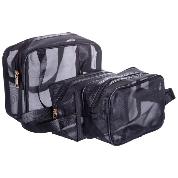 Набор косметичек Yiwu ПВХ на молнии 3 шт. Черный (147-107-HP-16-5K)