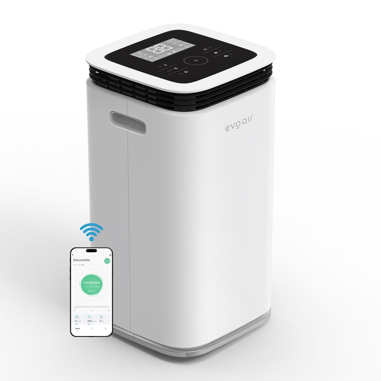 Осушитель воздуха EvoAir FlexyDry 12 Smart 12 л/24 ч датчик влажности/функция ионизации/сушка белья/резервуар 2,2 л (2671968889)