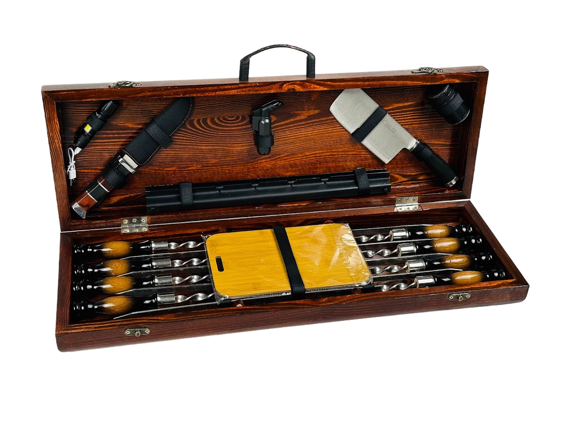 Набор шампуров подарочный Форест в деревянном кейсе на 20 предметов (106-10-KS-7804)