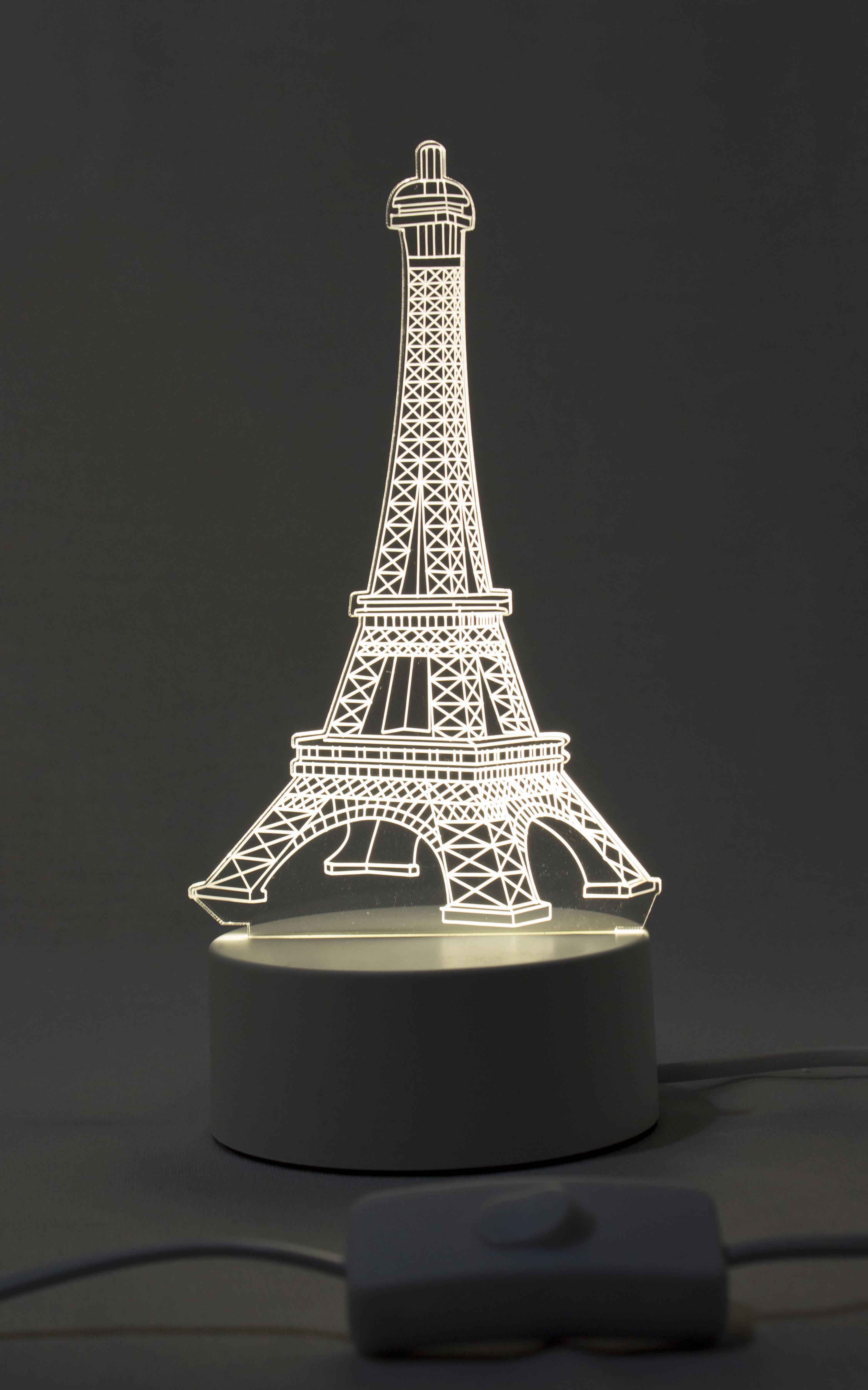 Ночник 3D Creative Париж 3 оттенка 220 В Белый