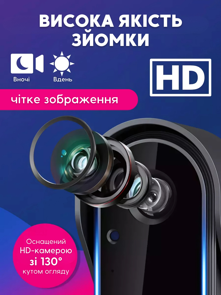 Дзвінок дверний з камерою і домофоном Wi-fi від USB Чорний (1247664222) - фото 6 Дзвінок дверний з камерою і домофоном Wi-fi від USB Чорний (1247664222) - фото 6