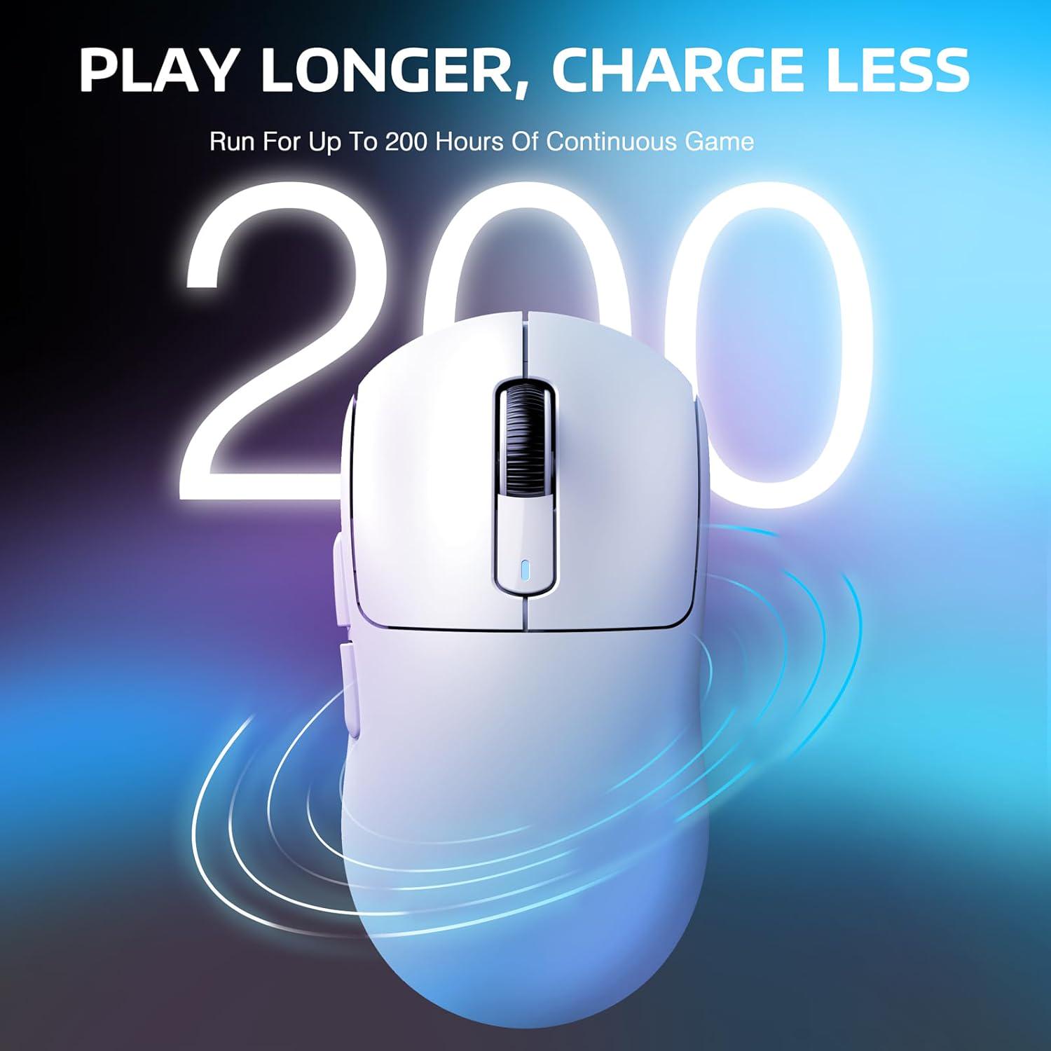 Мышка игровая беспроводная attack shark X3 эргономичная 49 г PAW3395 26K DPI программированные кнопки White - фото 8 Мышка игровая беспроводная attack shark X3 эргономичная 49 г PAW3395 26K DPI программированные кнопки White - фото 8