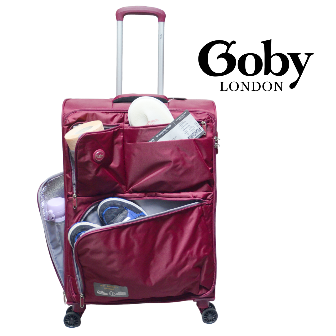Валіза Goby London GB-3004/24 текстильна з кишенями 4 колеса замок TSA 24" 65 л Red (2503870069) - фото 7 Валіза Goby London GB-3004/24 текстильна з кишенями 4 колеса замок TSA 24" 65 л Red (2503870069) - фото 7