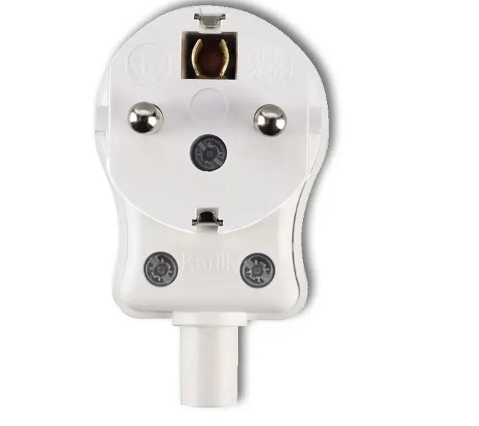 Вилка электрическая угловая Karlic с заземлением Белый (WK-1us)