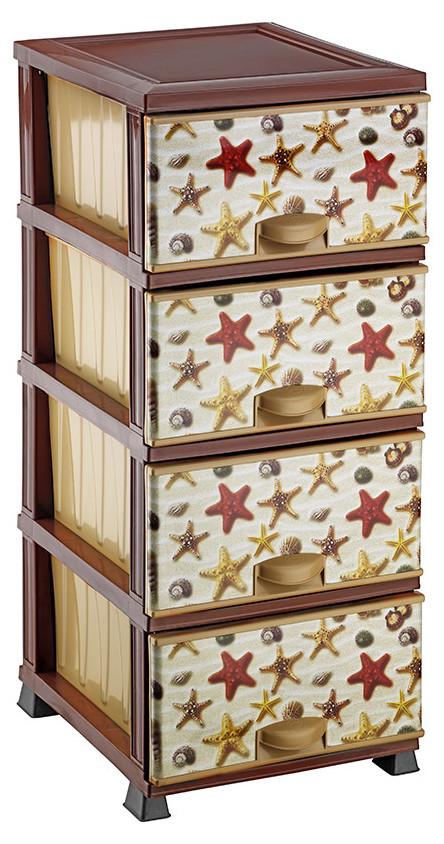 Комод пластиковий 4 ящики 90х45,5х37,5 Морські зірки (472751-Prob)