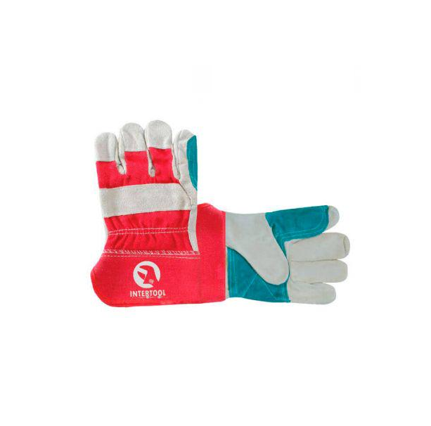 Рукавичка Intertool SP-0153 замшева з цільнокрійного матеріалу з ущільнюючою нашивкою на ладонях та пальцях 10,5" 120 пар (18241546)