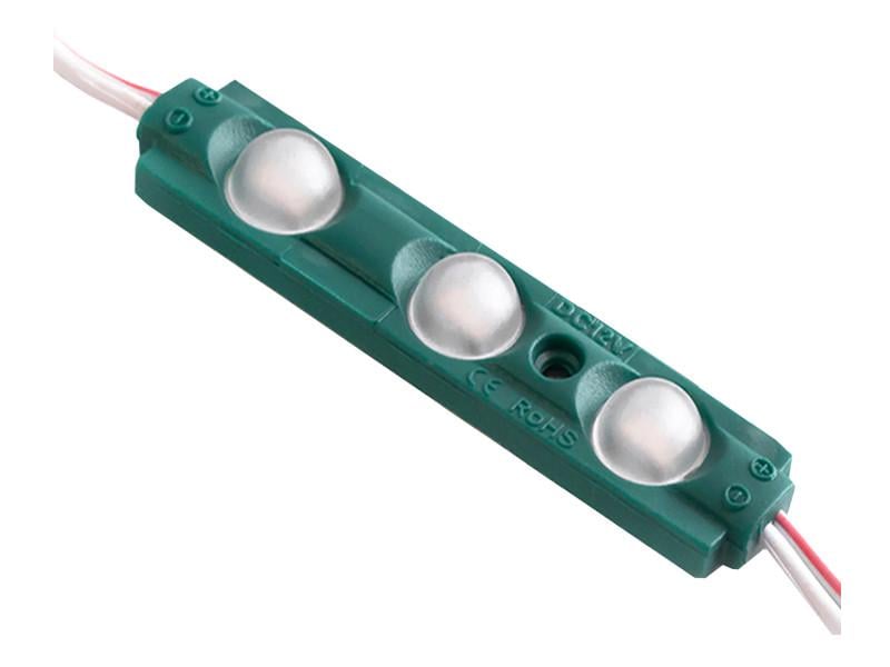 Светодиодный модуль с линзой SMD2835 3 LED 12В 0.5Вт IP65 зелений (2681)
