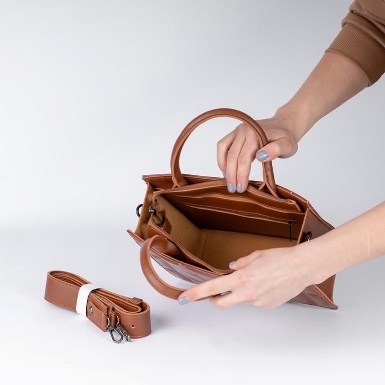 Сумка жіноча XENIA № 60-21 каркасна з глаткою екошкіри Рудий - фото 4