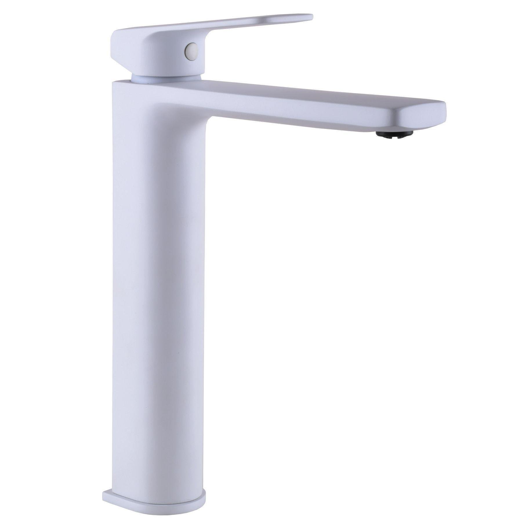 Смеситель для накладного умывальника TOPAZ ODIS высокий Белый матовый (22539)