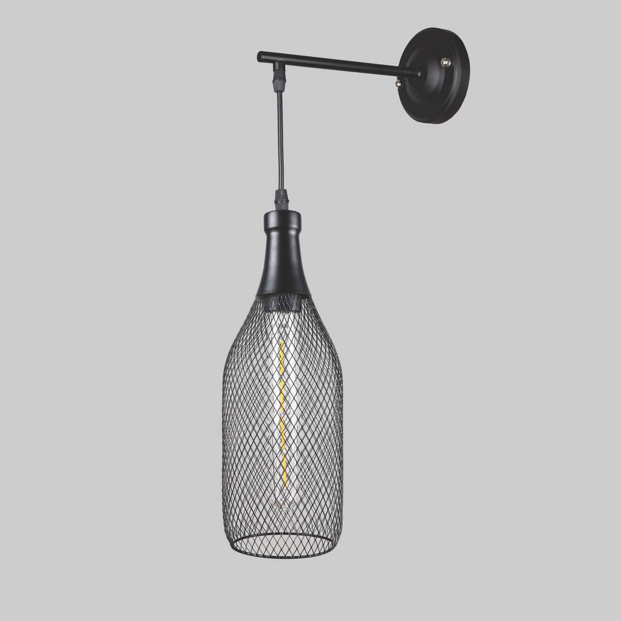 Бра свисающая Бутылочка в стиле лофт Черный (907-W003F2-1 BK)