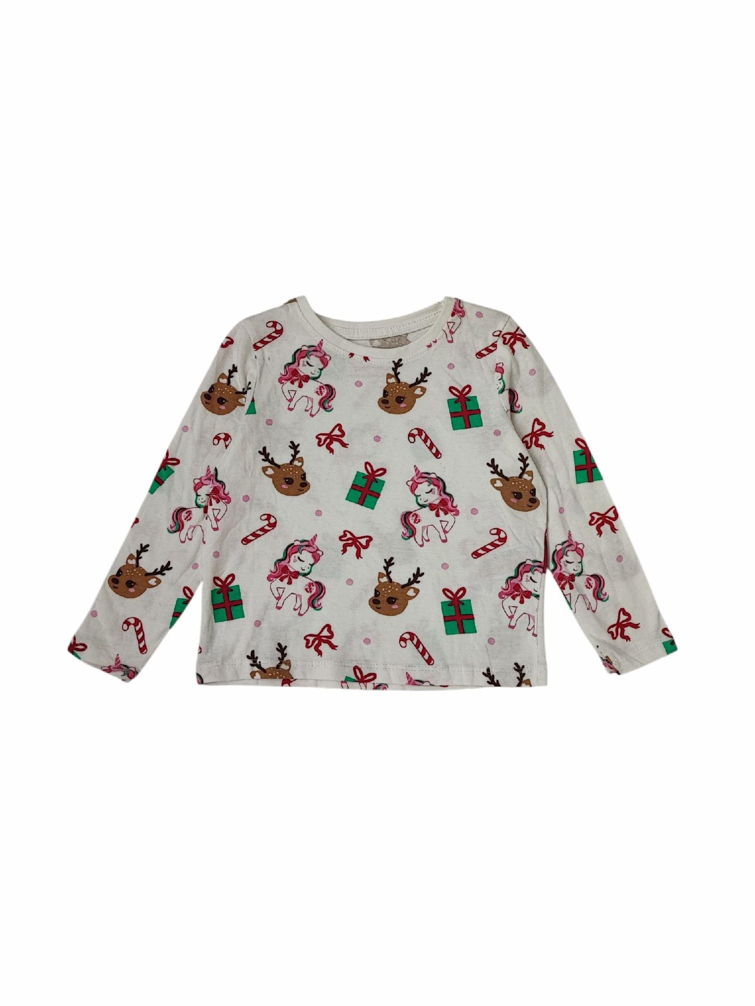 Лонгслів дитячий новорічний для дівчинки PRIMARK 104 см Білий (25101063)