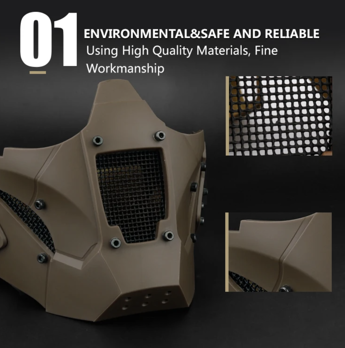 Маска Iron Warrior з кріпленням до шолома Airsoft Койот (MK001015) - фото 6