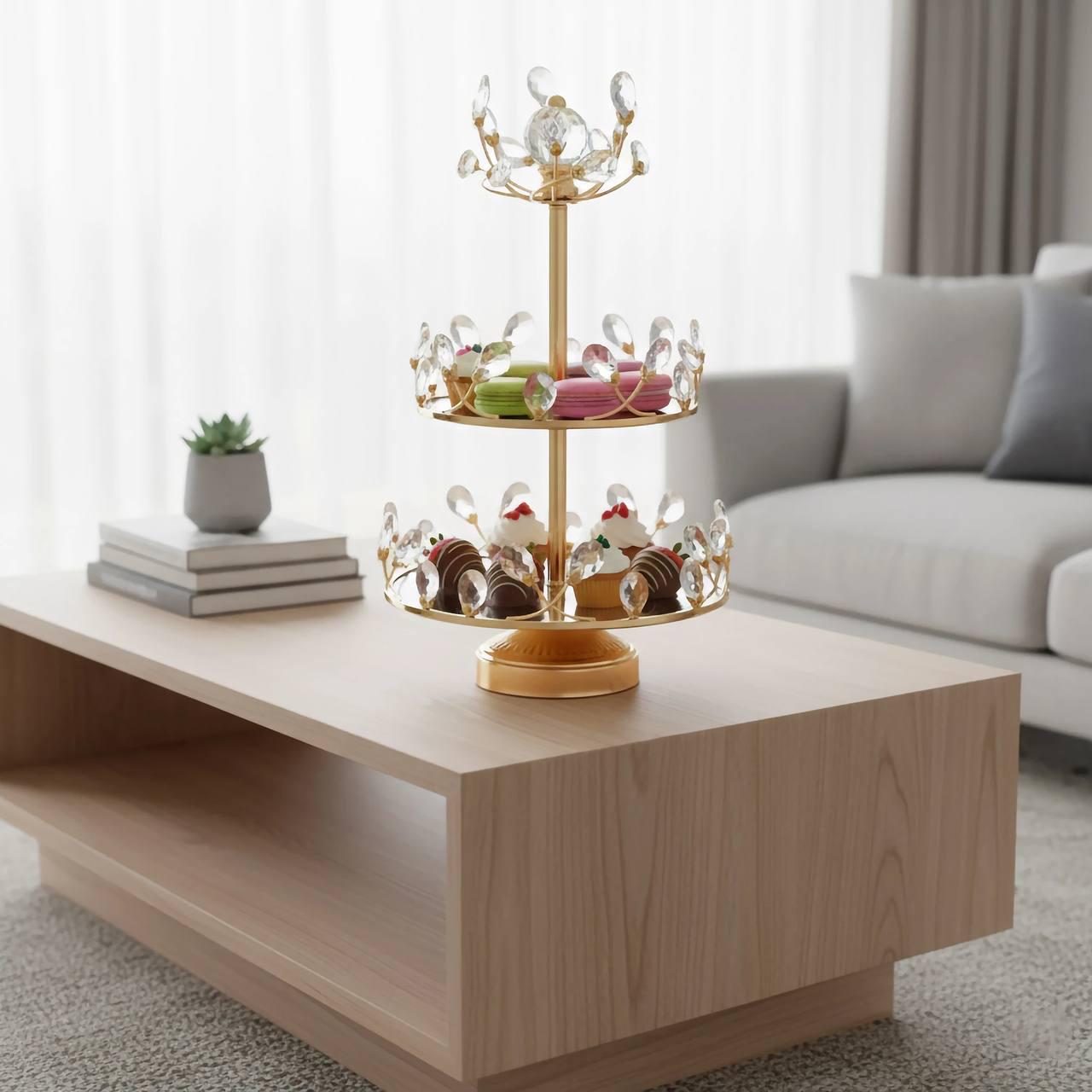 Ваза подарункова Zeyve триярусна кругла 30х48 см Золотий (SJX61A)