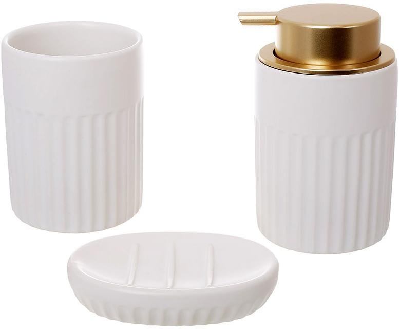 Набор керамических аксессуаров для ванной комнаты 3 пр. Bright White Matte Набор керамических аксессуаров для ванной комнаты 3 пр. Bright White Matte