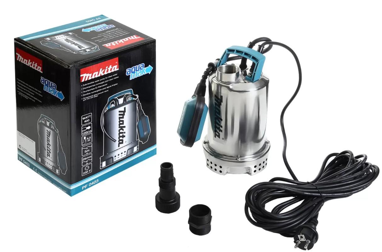 Погружной насос Makita PF0403 (0.4 кВт, 120 л/мин) с корпусом из нержавеющей стали (4461)