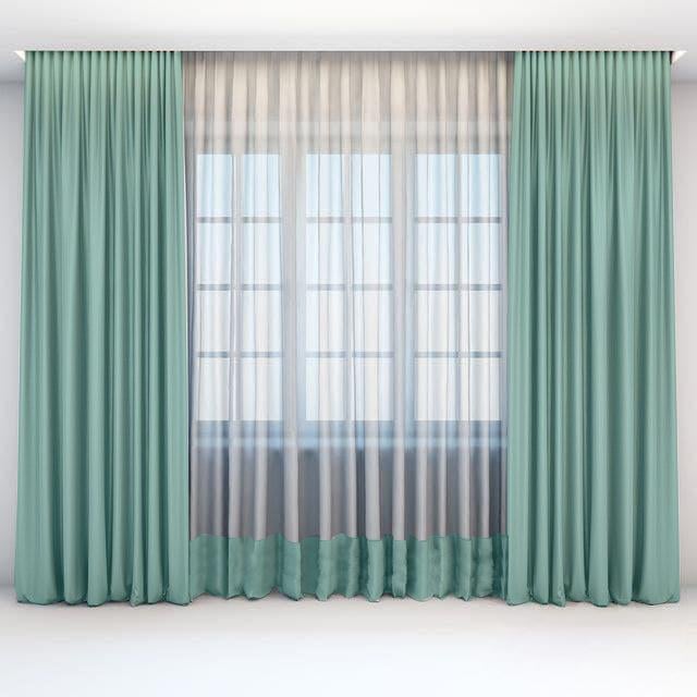 Комплект штор с тюллю Academy Gardin Модельный 300х255/600х255 см 3 шт. Мятный