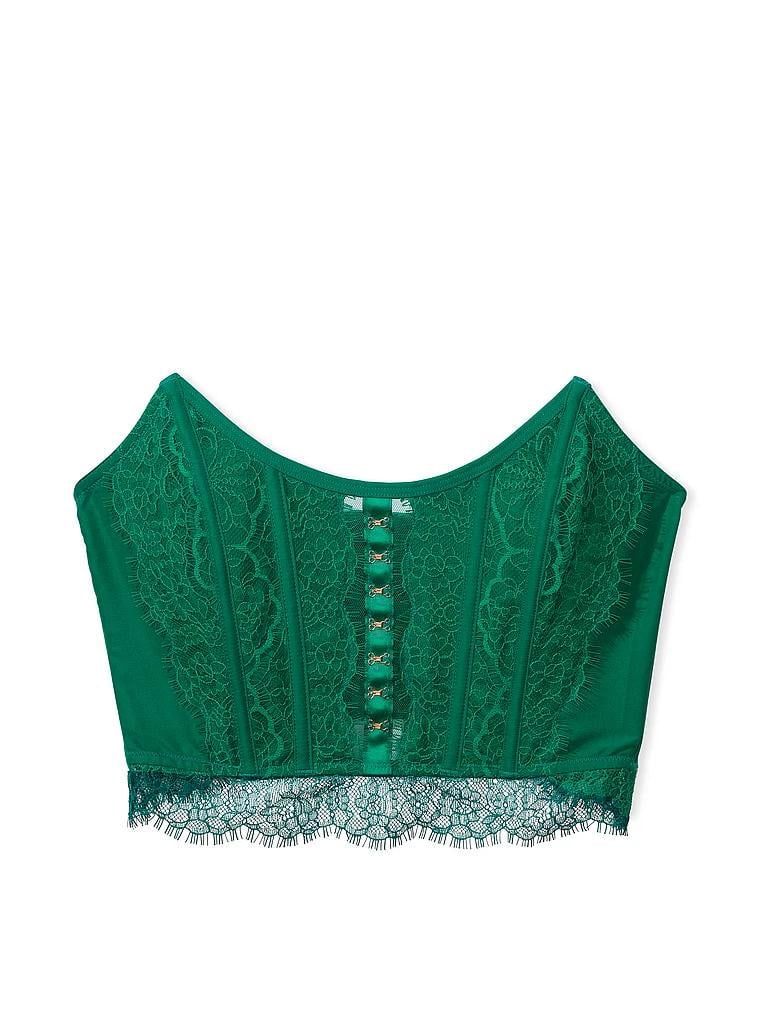 Корсет Victoria's Secret Lace Strapless Corset Top мереживний M Зелений - фото 2