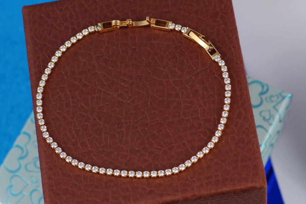 Браслет Xuping Jewelry дорожка из белых фианитов 17 см 2 мм Золотистый (2301654199)