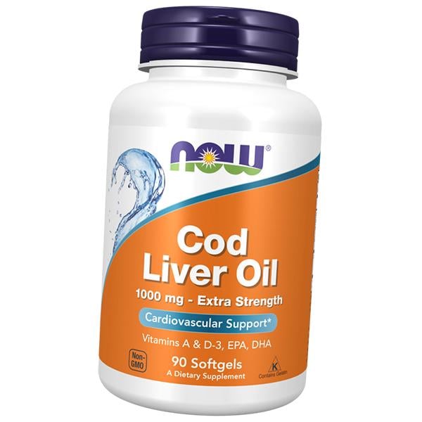Жир риб'ячий Now Foods Cod Liver Oil 1000 з печінки тріски 90 гел. капс. (67128018)