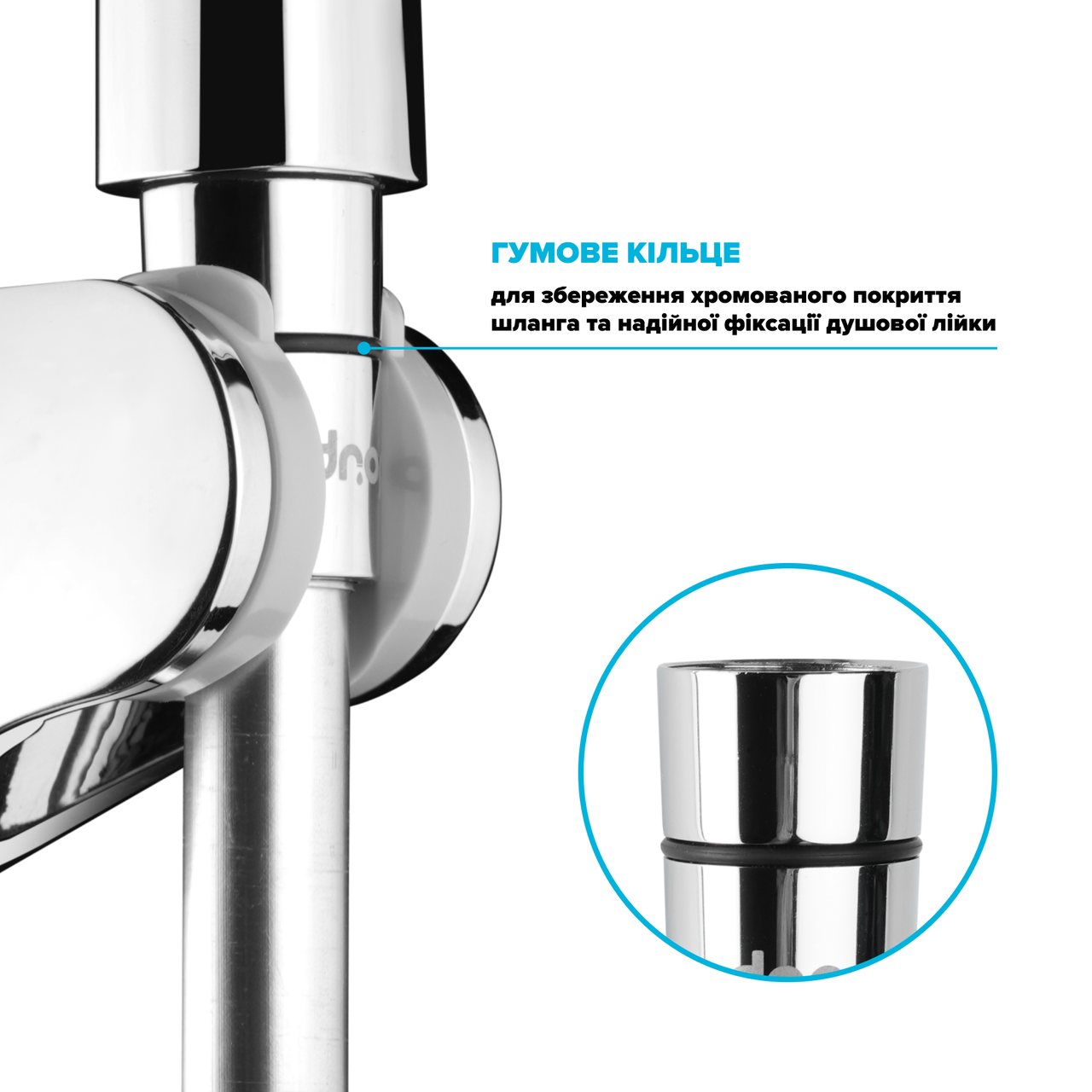 Шланг для душа Drop SH-H125-SP силиконовый 125 см Серый металлик (24237533) - фото 9