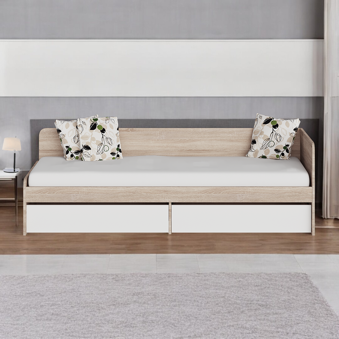 Кровать односпальная Tobi Sho SONATA/800 для детской комнаты с двумя ящиками 800х1900 мм Дуб сонома/Белый