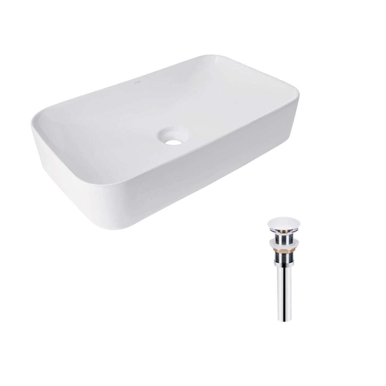 Комплект Qtap Tern раковина накладная прямоугольная с донным клапаном PU02 610x350x135 мм WHITE (2611678603)