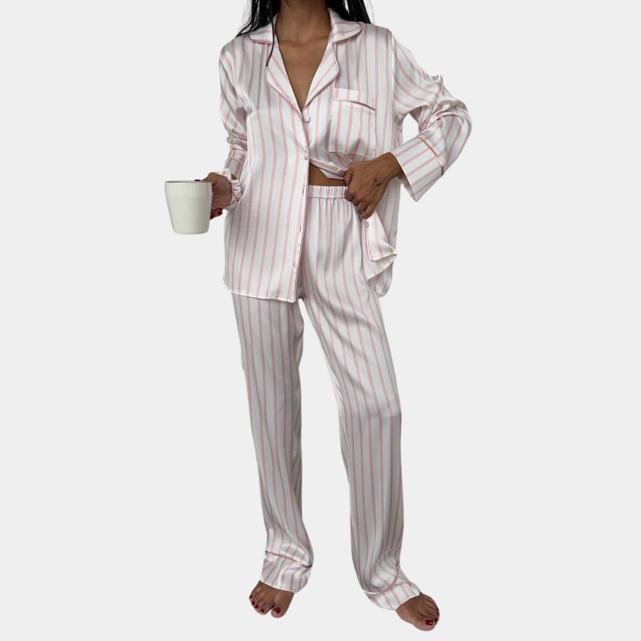 Піжама жіноча сатинова у смужку M Біло-рожевий (№1264) - фото 4 Піжама жіноча сатинова у смужку M Біло-рожевий (№1264) - фото 4