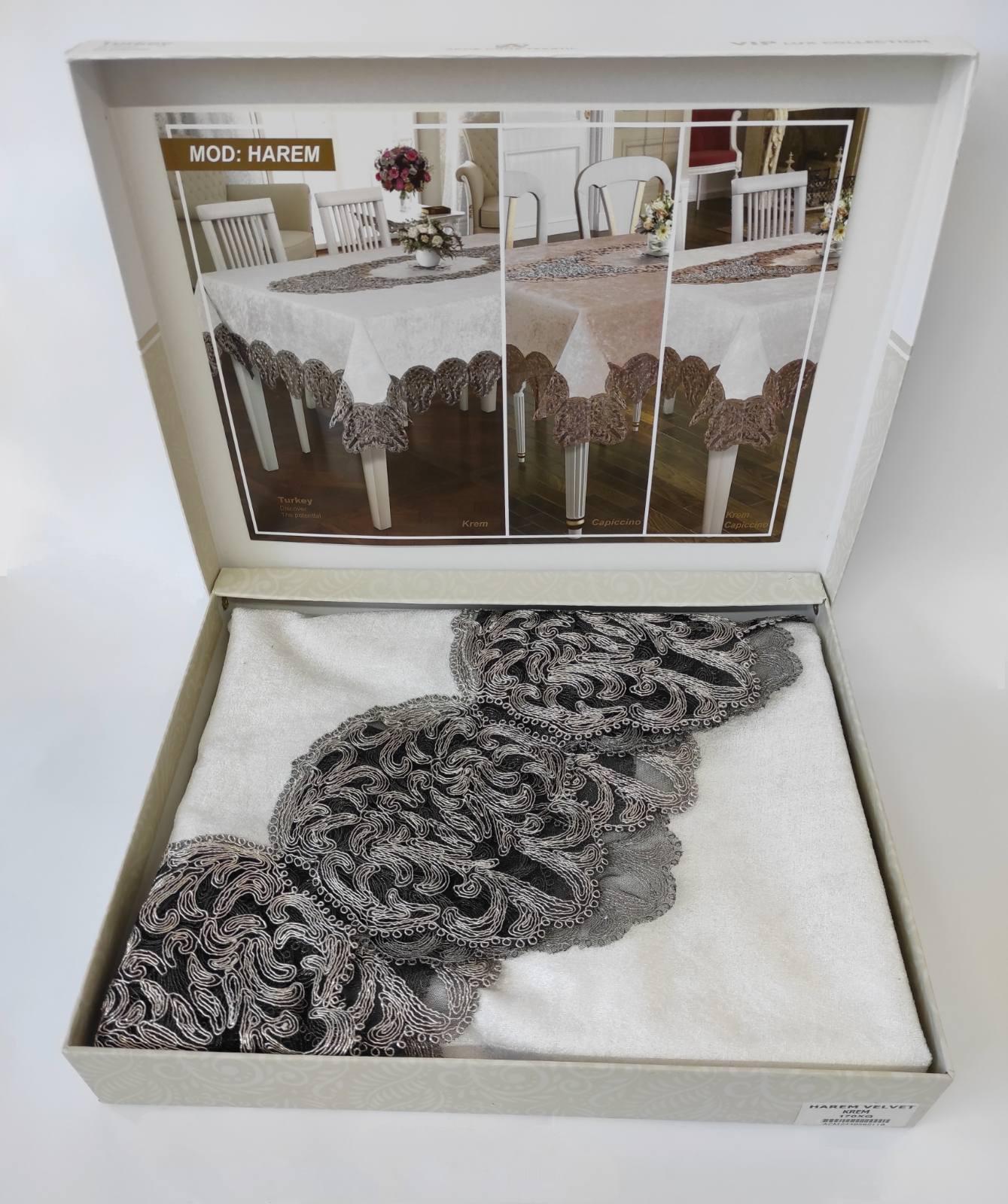 Скатерть велюровая Acme Tekstil 170 круг Harem Krem (CN7826)