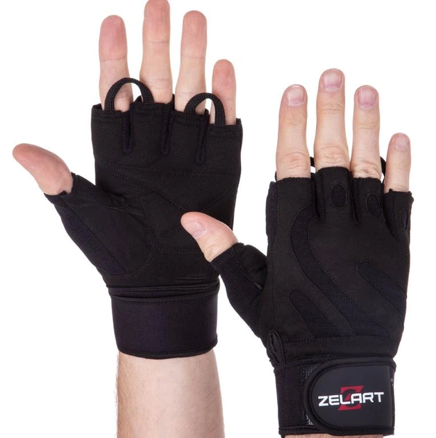 Перчатки для тяжелой атлетики Zelart SB-161070 кожаные XXL Черный (FFR00649)