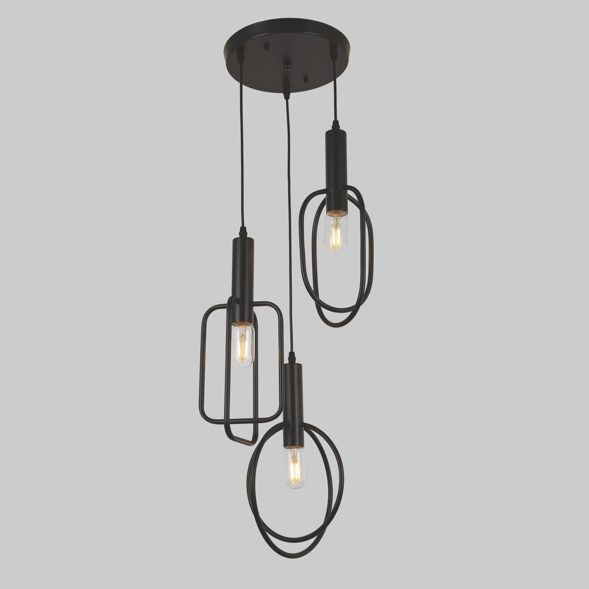 Люстра Oval round rectangle подвесная тройная Черный