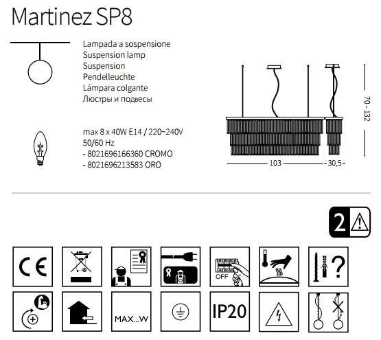 Люстра Ideal Lux Martinez Sp8 Oro (213583) - фото 2