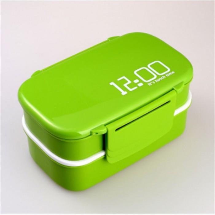 Ланч-бокс 12:00 1400 мл 2 яруса Зеленый (8650)
